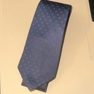 Saks Fifth Avenue Blue and Red Patterned Tie, 100% Imported Fabric Silk.
